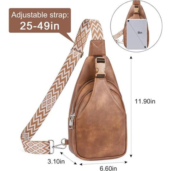 Crossbody Bags Vegan Leather Brown - Picture 2 of 6